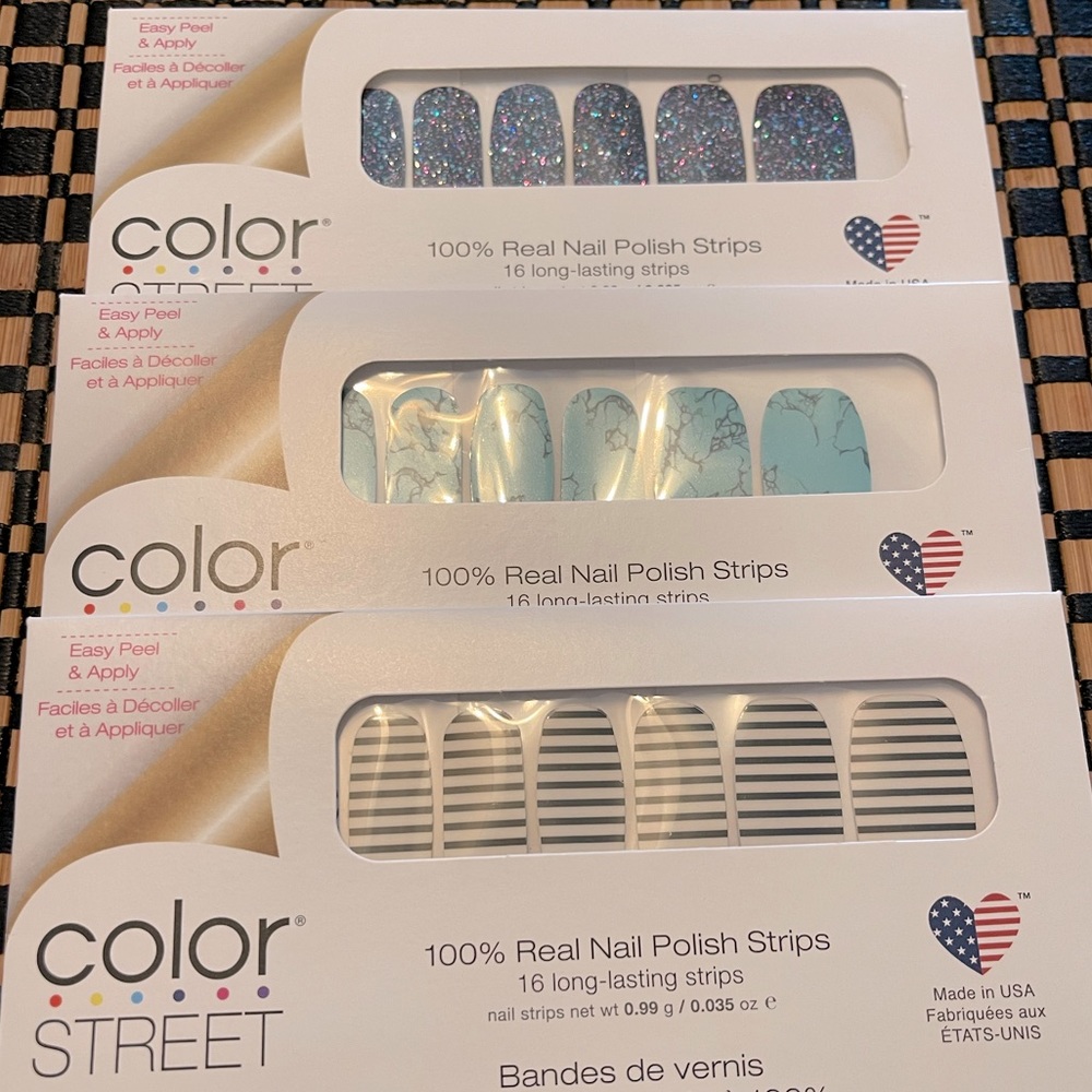 3 Brand New Color Street Packs Mojave Turquoise, Holidaze, and Between the Lines